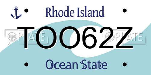 TOO62Z Rhode Island License Plate