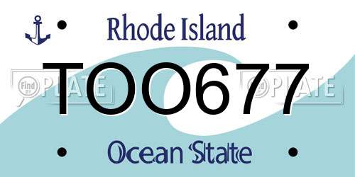 TOO677 Rhode Island License Plate