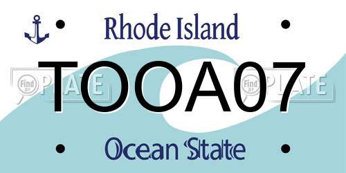 TOOA07 Rhode Island License Plate