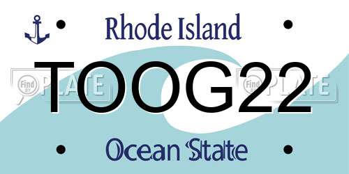 TOOG22 Rhode Island License Plate