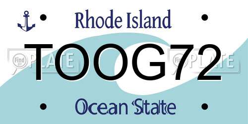 TOOG72 Rhode Island License Plate