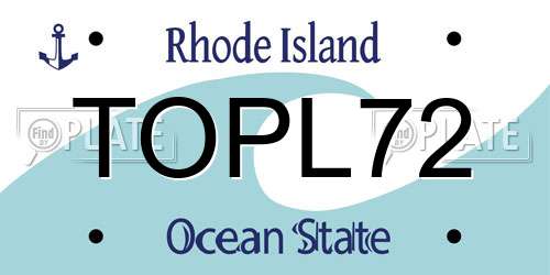 TOPL72 Rhode Island License Plate
