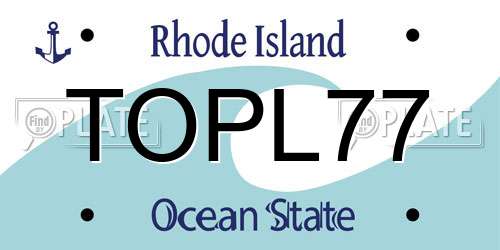 TOPL77 Rhode Island License Plate