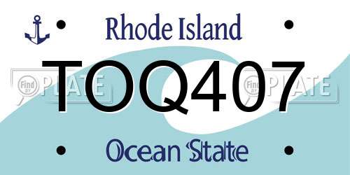 TOQ407 Rhode Island License Plate