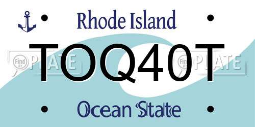 TOQ40T Rhode Island License Plate