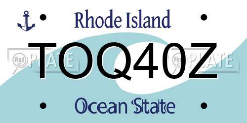 TOQ40Z Rhode Island License Plate