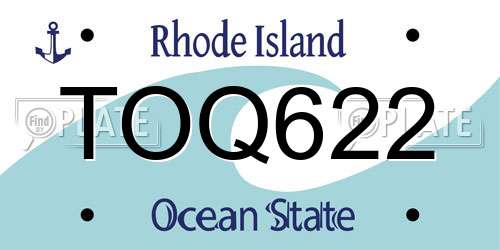 TOQ622 Rhode Island License Plate