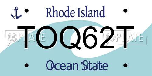 TOQ62T Rhode Island License Plate