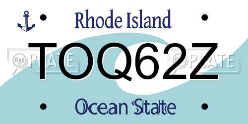 TOQ62Z Rhode Island License Plate