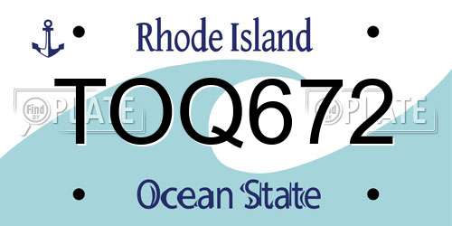 TOQ672 Rhode Island License Plate