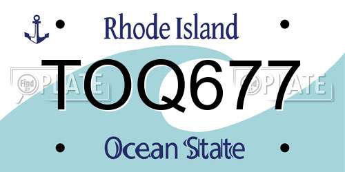 TOQ677 Rhode Island License Plate