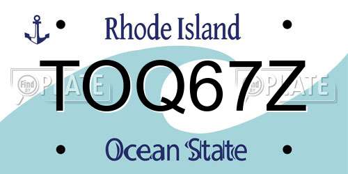 TOQ67Z Rhode Island License Plate