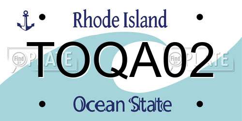 TOQA02 Rhode Island License Plate