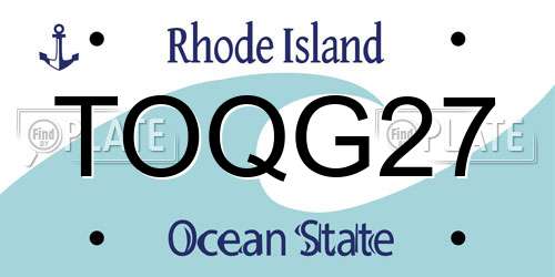 TOQG27 Rhode Island License Plate