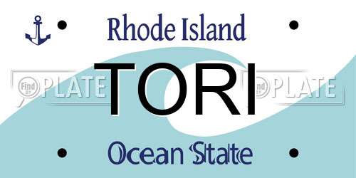 TORI Rhode Island License Plate
