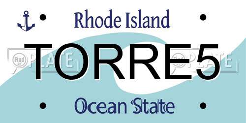 TORRE5 Rhode Island License Plate