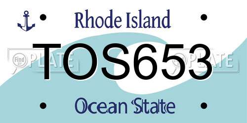 TOS653 Rhode Island License Plate