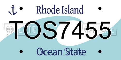 TOS7455 Rhode Island License Plate