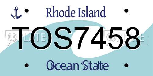TOS7458 Rhode Island License Plate