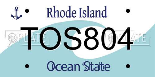 TOS804 Rhode Island License Plate