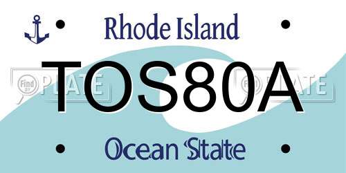 TOS80A Rhode Island License Plate