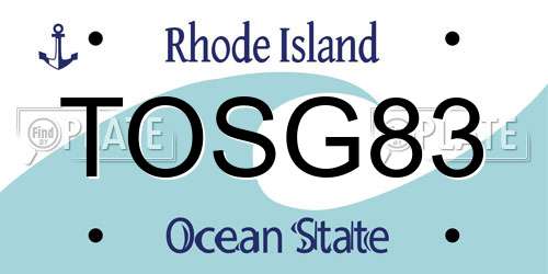 TOSG83 Rhode Island License Plate