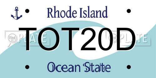 TOT20D Rhode Island License Plate