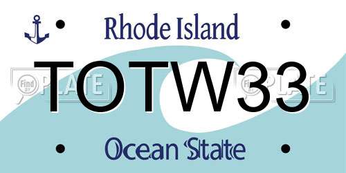TOTW33 Rhode Island License Plate