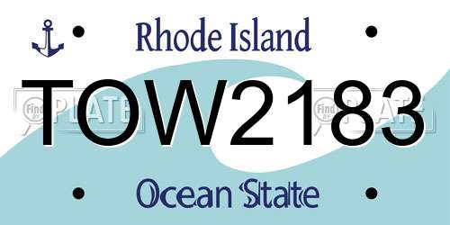 TOW2183 Rhode Island License Plate