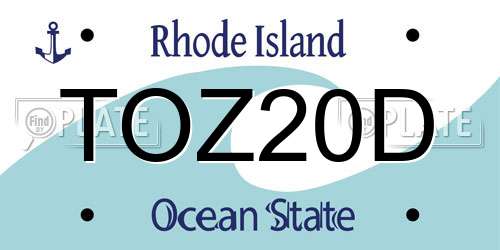TOZ20D Rhode Island License Plate