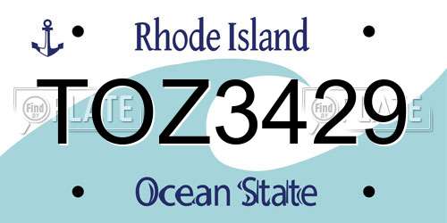 TOZ3429 Rhode Island License Plate