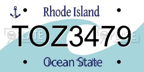 TOZ3479 Rhode Island License Plate