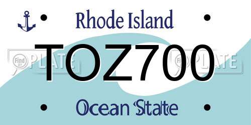 TOZ700 Rhode Island License Plate