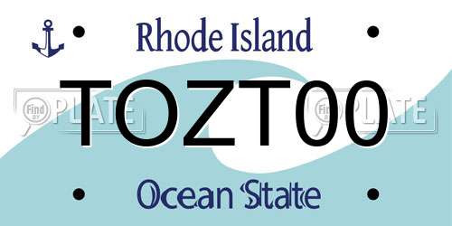 TOZT00 Rhode Island License Plate