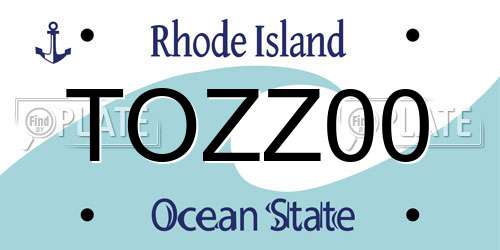 TOZZ00 Rhode Island License Plate