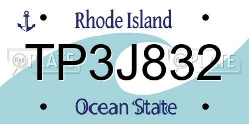 TP3J832 Rhode Island License Plate