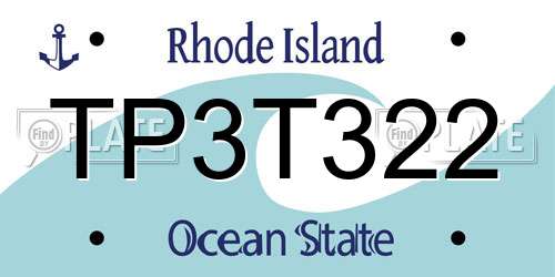 TP3T322 Rhode Island License Plate