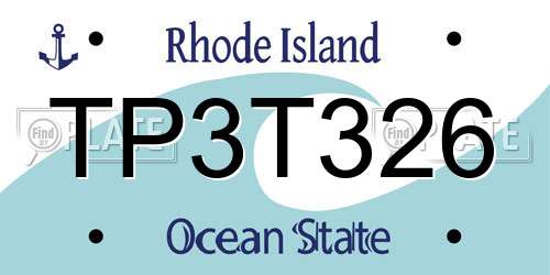 TP3T326 Rhode Island License Plate
