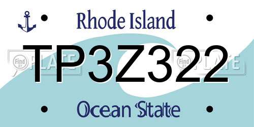 TP3Z322 Rhode Island License Plate