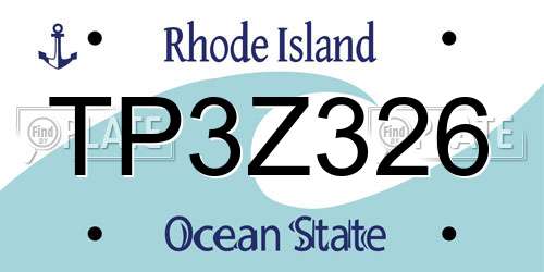 TP3Z326 Rhode Island License Plate