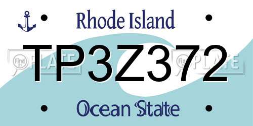TP3Z372 Rhode Island License Plate