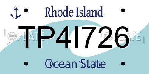 TP4I726 Rhode Island License Plate