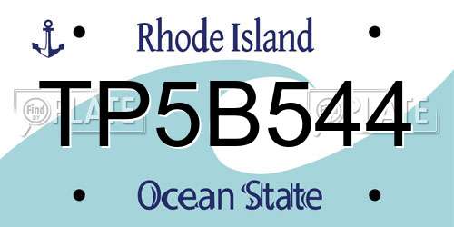 TP5B544 Rhode Island License Plate