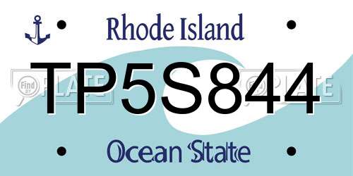 TP5S844 Rhode Island License Plate