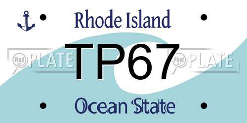 TP67 Rhode Island License Plate
