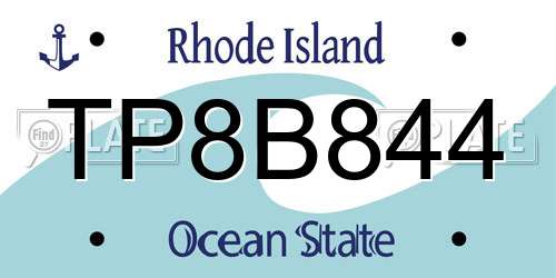 TP8B844 Rhode Island License Plate
