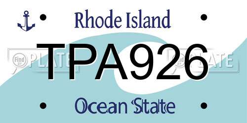TPA926 Rhode Island License Plate