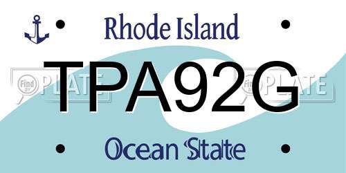TPA92G Rhode Island License Plate