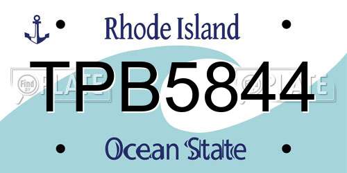 TPB5844 Rhode Island License Plate