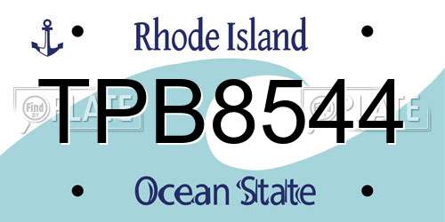 TPB8544 Rhode Island License Plate